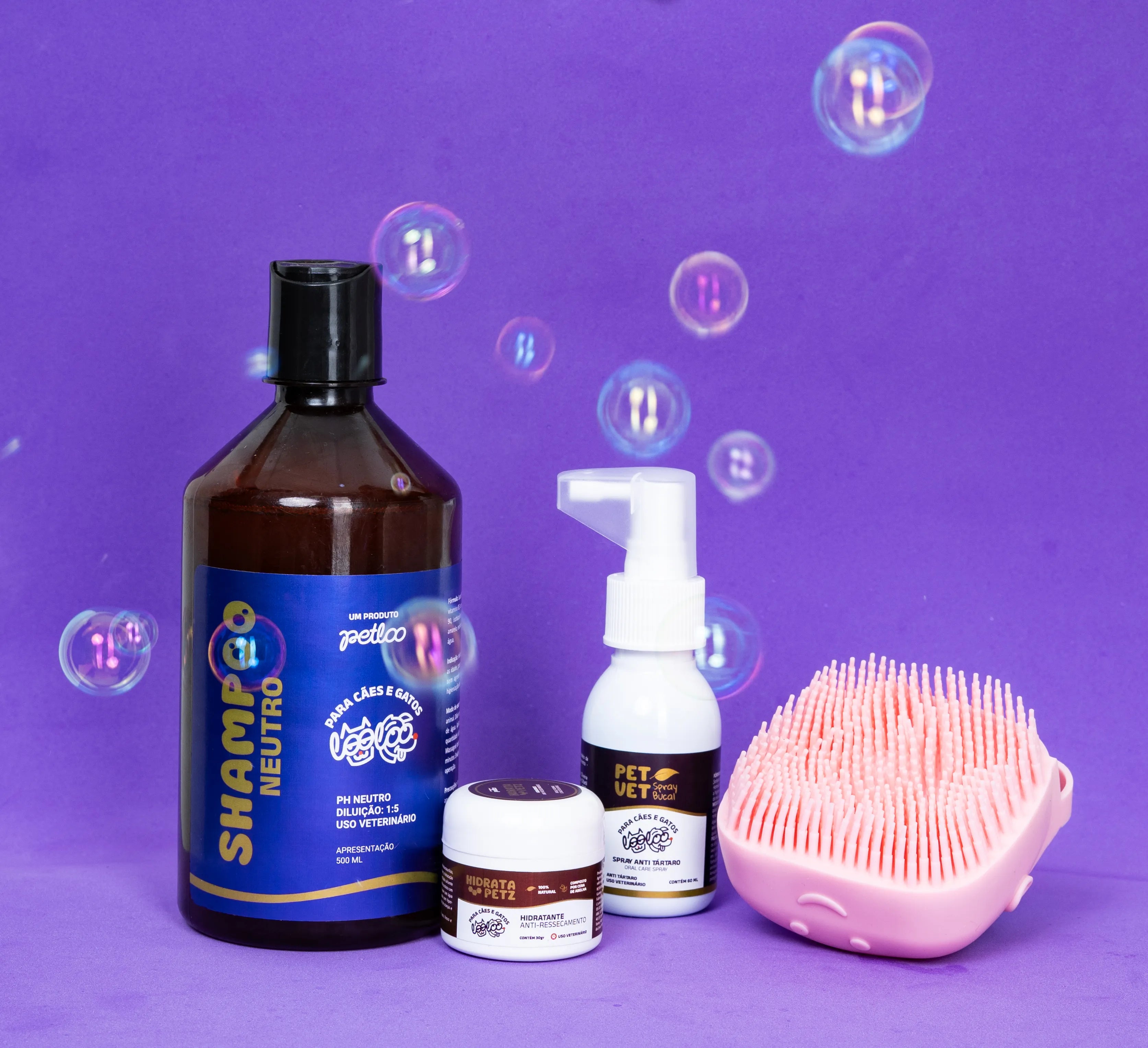 Kit Essencial - Spray PetVet + Hidratante de Patas + Shampoo + Brinde