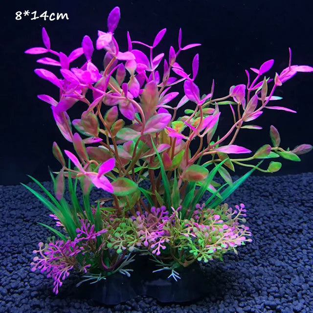Decoração para aquário plantas artificiais coloridas