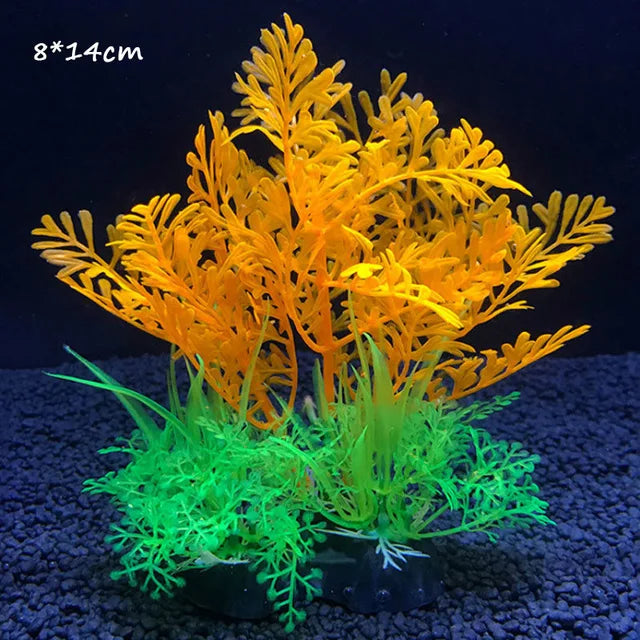 Decoração para aquário plantas artificiais coloridas
