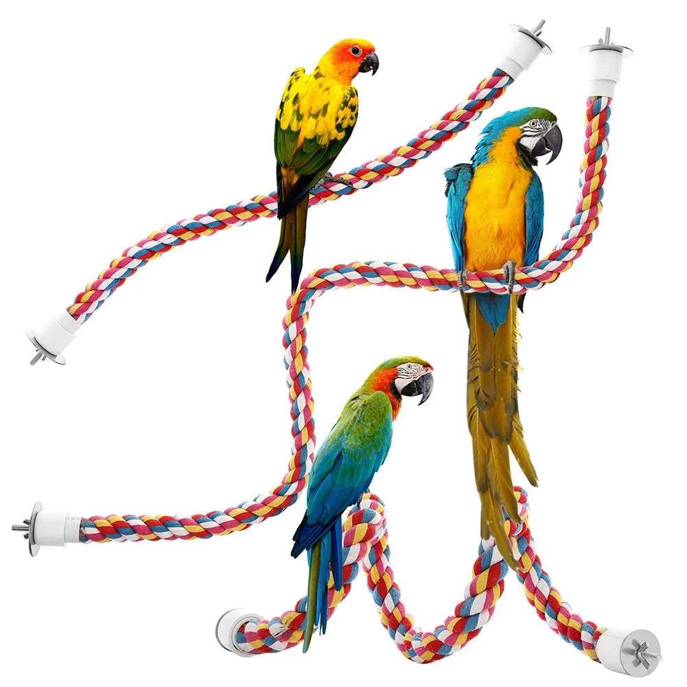 Corda colorida brinquedo para pássaros forma ajustável